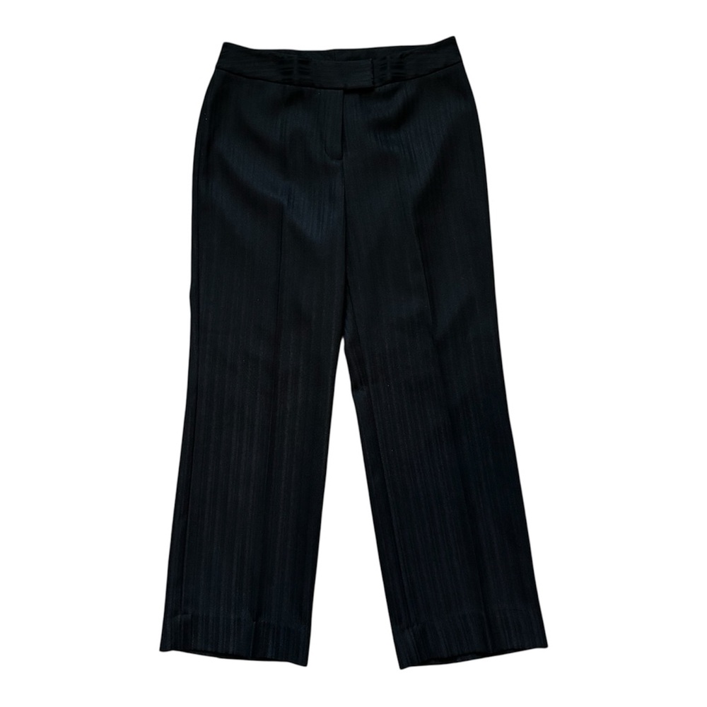 Tahari ASL Wide Leg Black Tone-on-Tone Pinstripe Women's Dress Pants